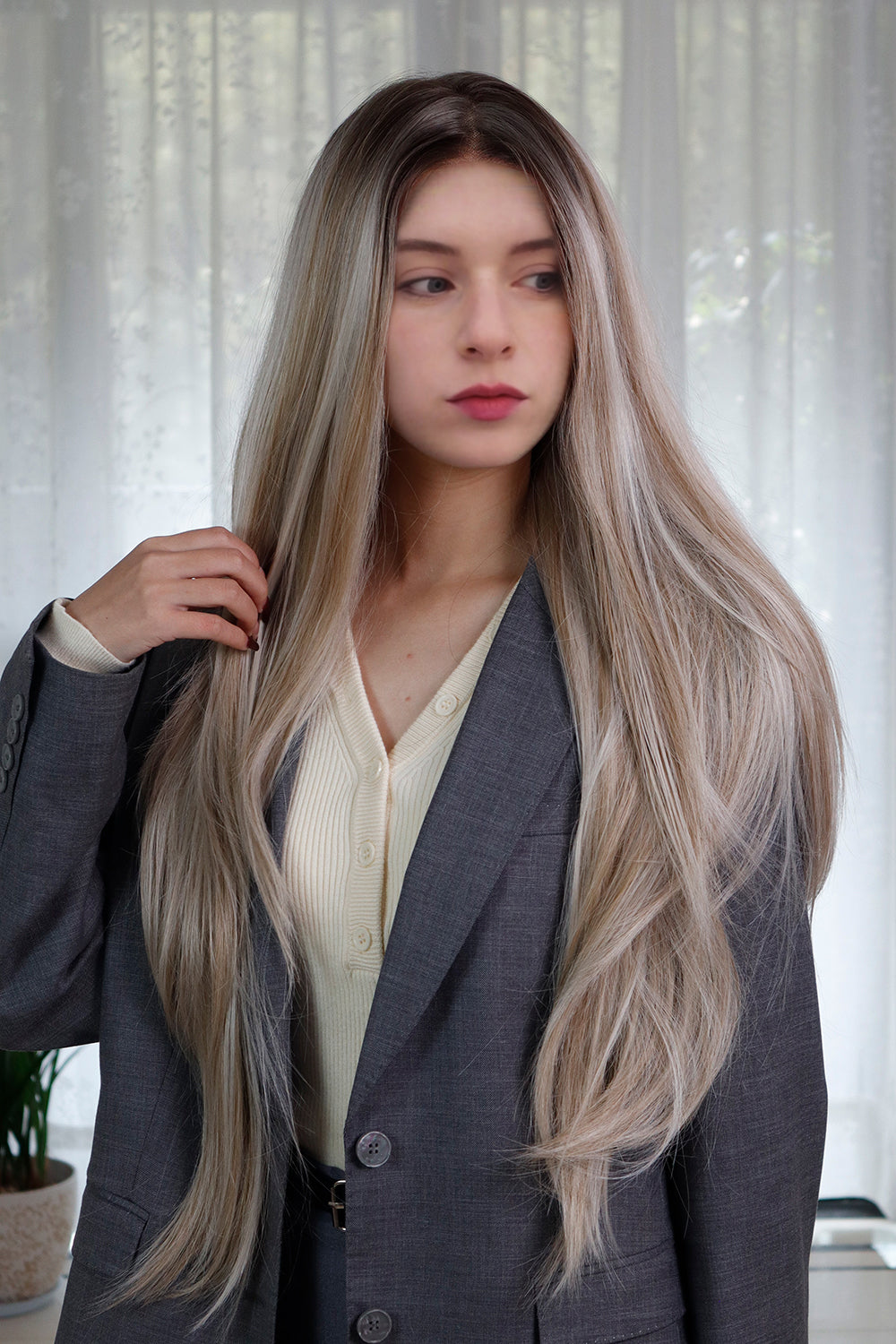 CELINE — Rooted Ash Blonde 13×6 Lace Front Wig