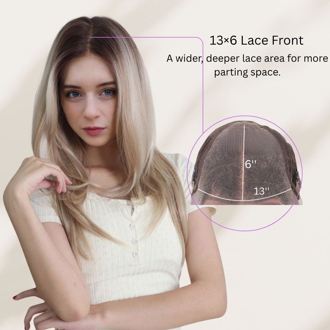 Alina — Rooted Beige Blonde · 24" | 13×6 Lace Front Wig
