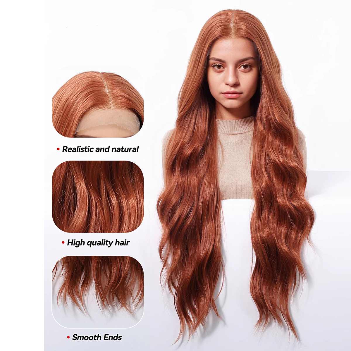 Body Wave HD Lace Front Wig - Ginger, Beginner-Friendly, 32 Inch (81cm)
