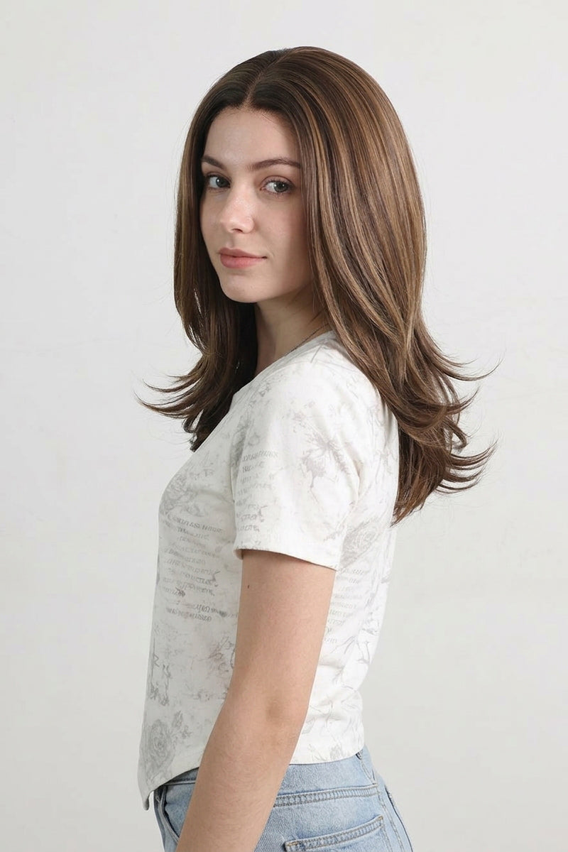 Millie | Braune mittlere 13*6 HD Front-Lace-Frontal-Perücke (Handgestrickt)