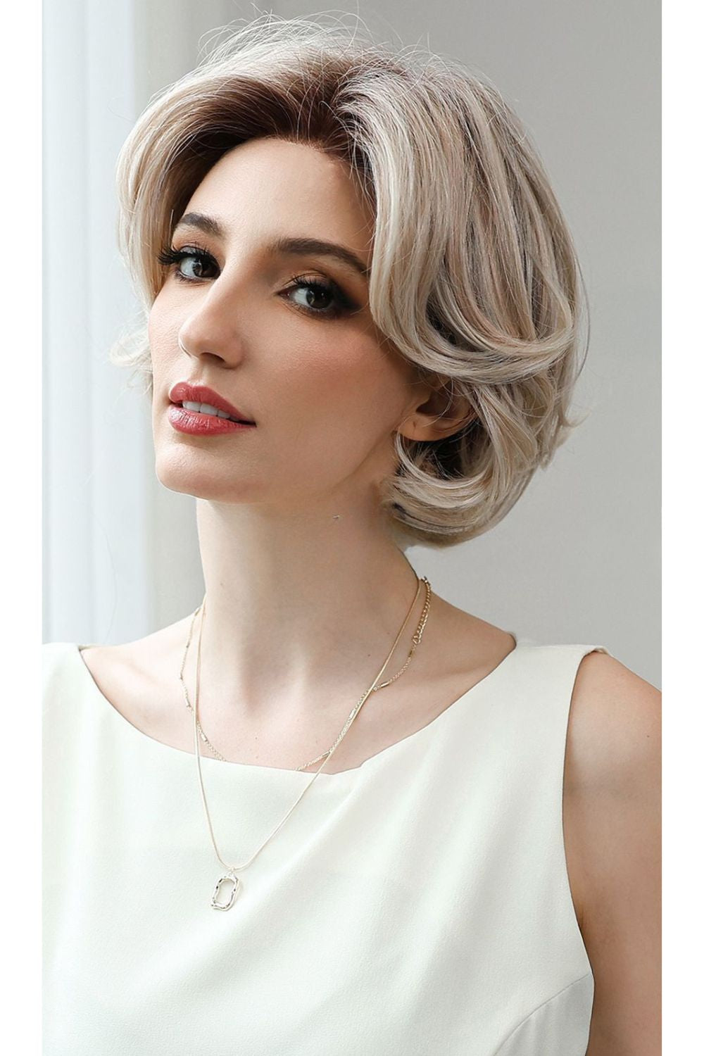 Serena — Short Mono Top Natural Part Lace Front Wig