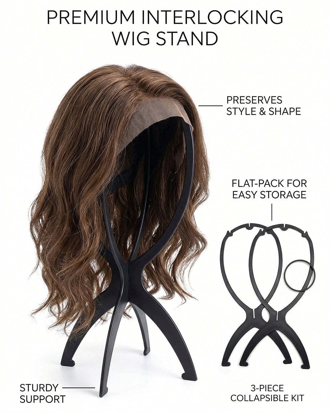 Collapsible Wig Stand – Lightweight & Travel Friendly