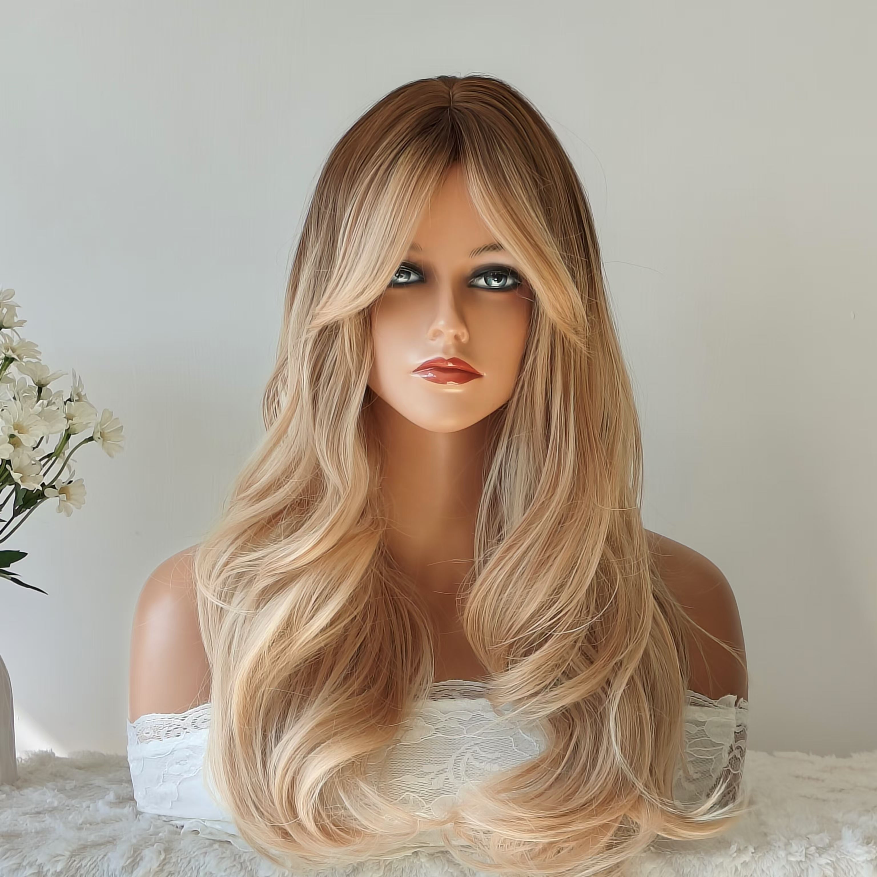 Hazel Blonde Long Wig with Bangs