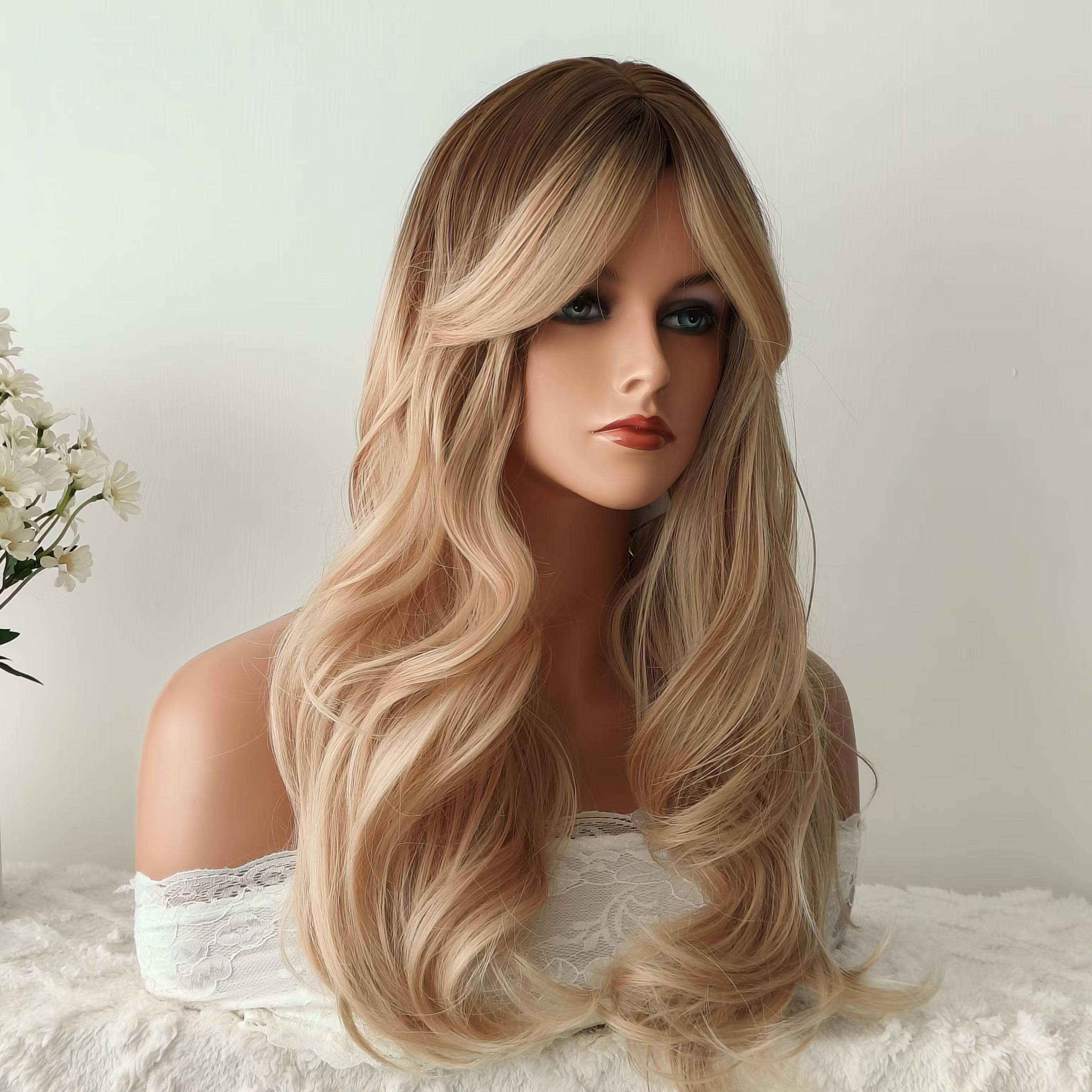 Hazel Blonde Long Wig with Bangs