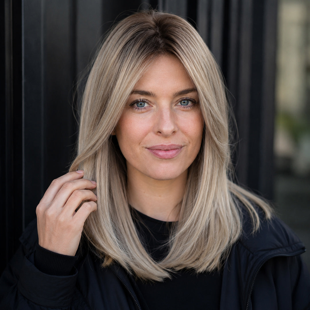 UNILOVELY April ready-to-wear synthetic wig, Rooted Blonde Sleek Bob