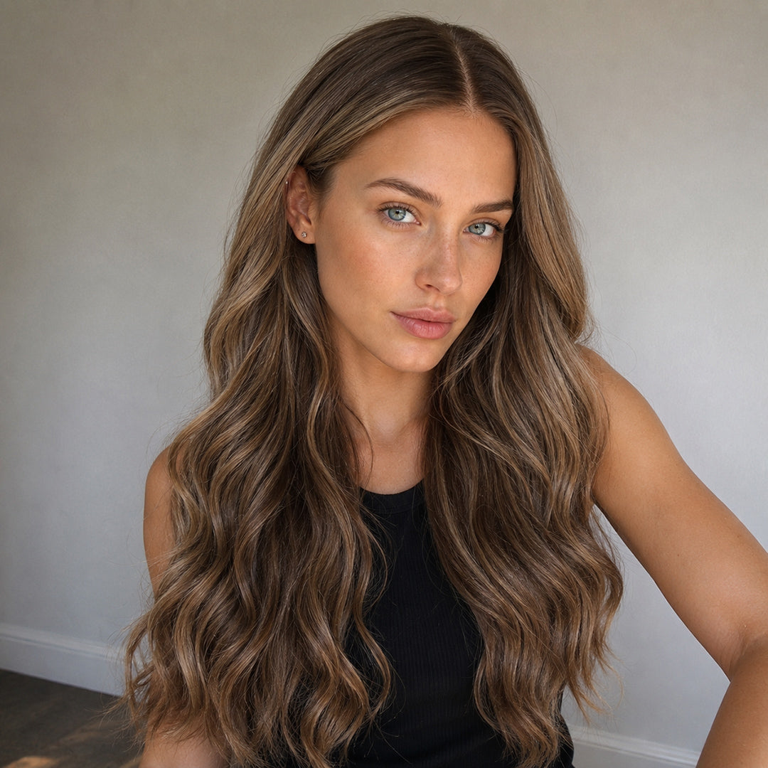 Aria pre-cut 13x6 synthetic lace front wig, Caramel Brown Soft Wave, UNILOVELY