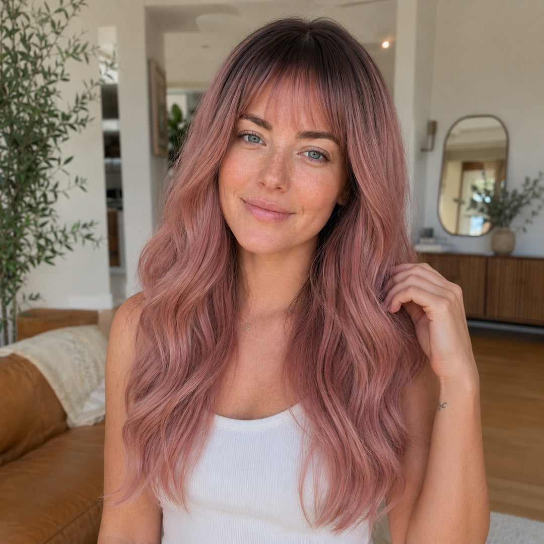 Blair synthetic wig, Dusty Rose Bangs Soft Wave, UNILOVELY
