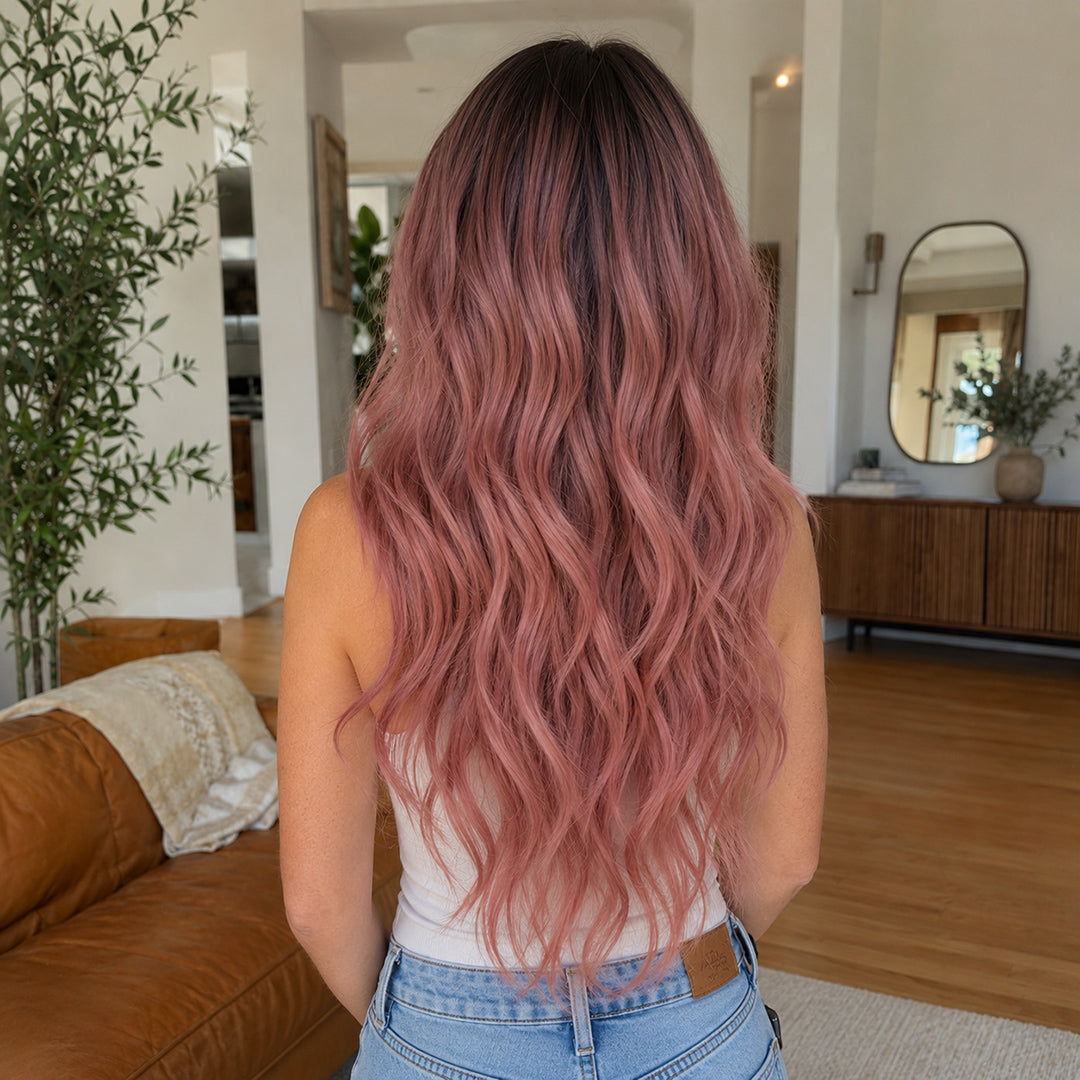 Blair synthetic wig, Dusty Rose Bangs Soft Wave