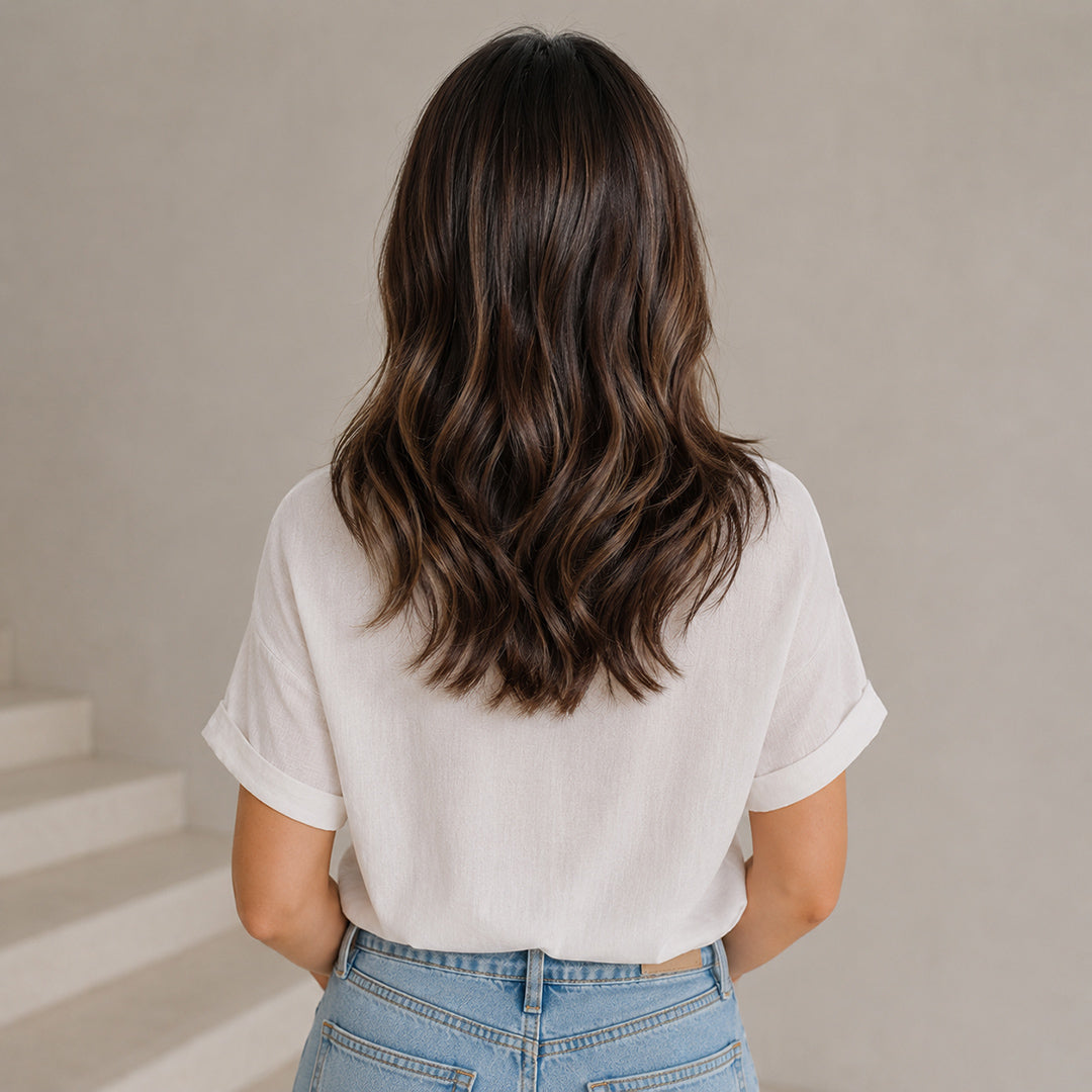 UNILOVELY Bonnie ready-to-wear synthetic wig, Dark Brown Highlight Short Wave
