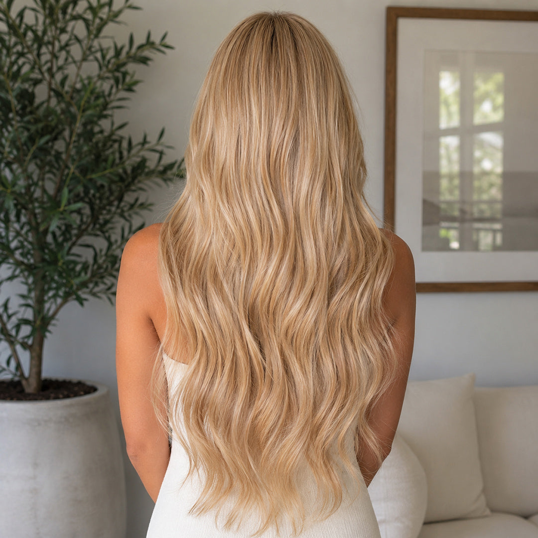 UNILOVELY Brielle pre-cut synthetic lace front wig, Champagne Blonde Waves