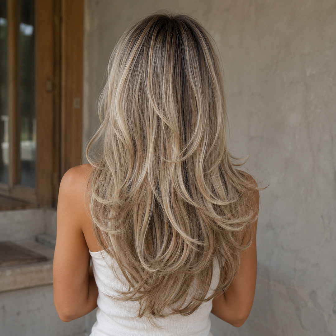 UNILOVELY Camille ready-to-wear synthetic wig, Rooted Champagne Blonde Layers