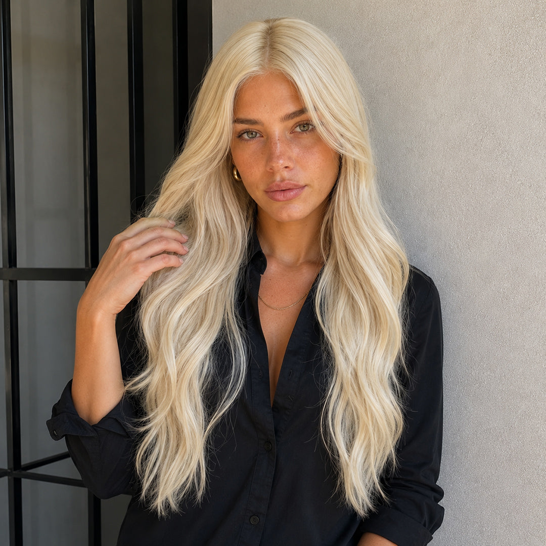Alternate view of Celeste 13x6 synthetic lace front wig, Vanilla Platinum Waves