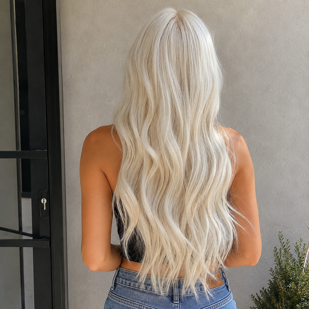UNILOVELY Celeste pre-cut synthetic lace front wig, Vanilla Platinum Waves