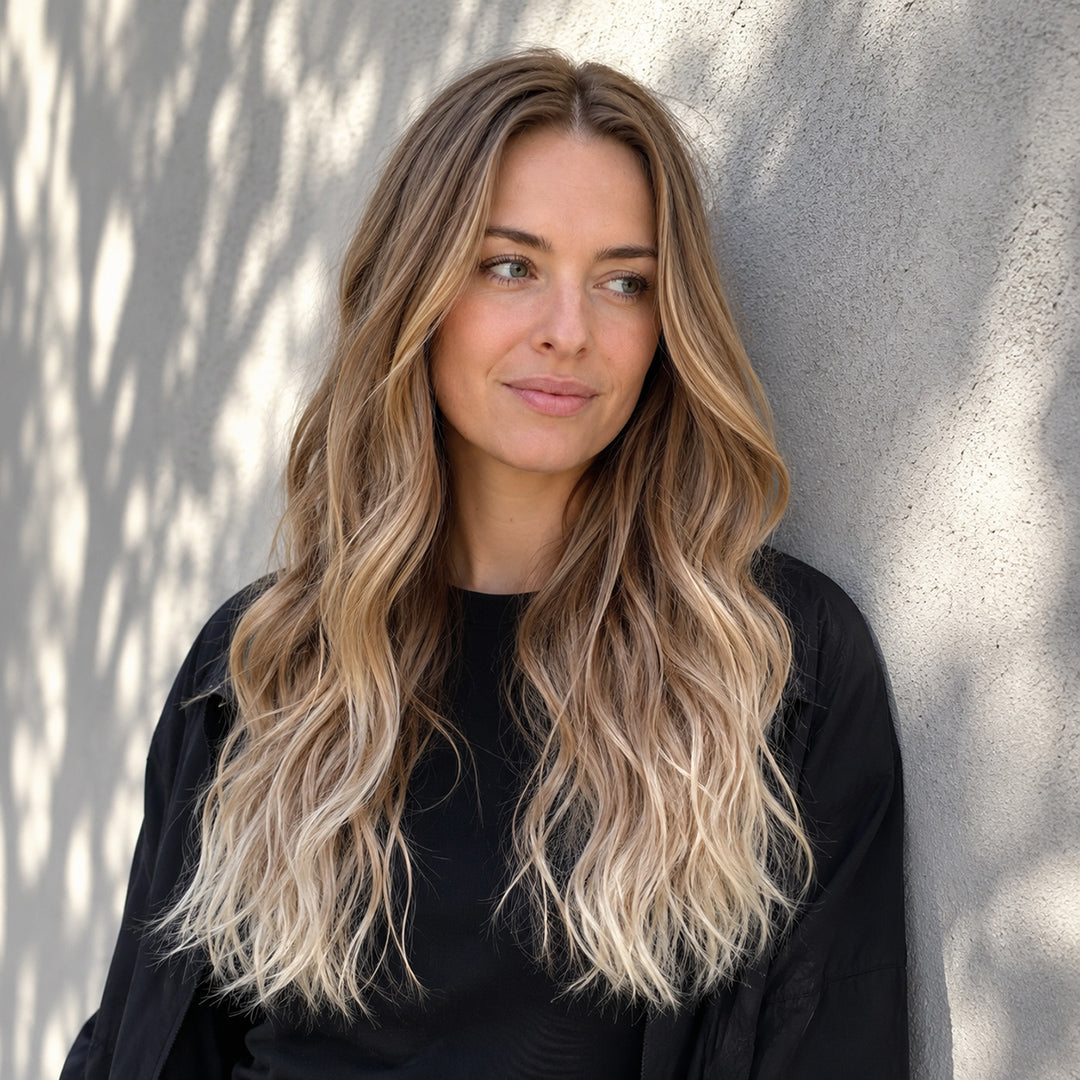 Alternate view of Claire 13x6 synthetic lace front wig, Rooted Ash Blonde Beach Wave