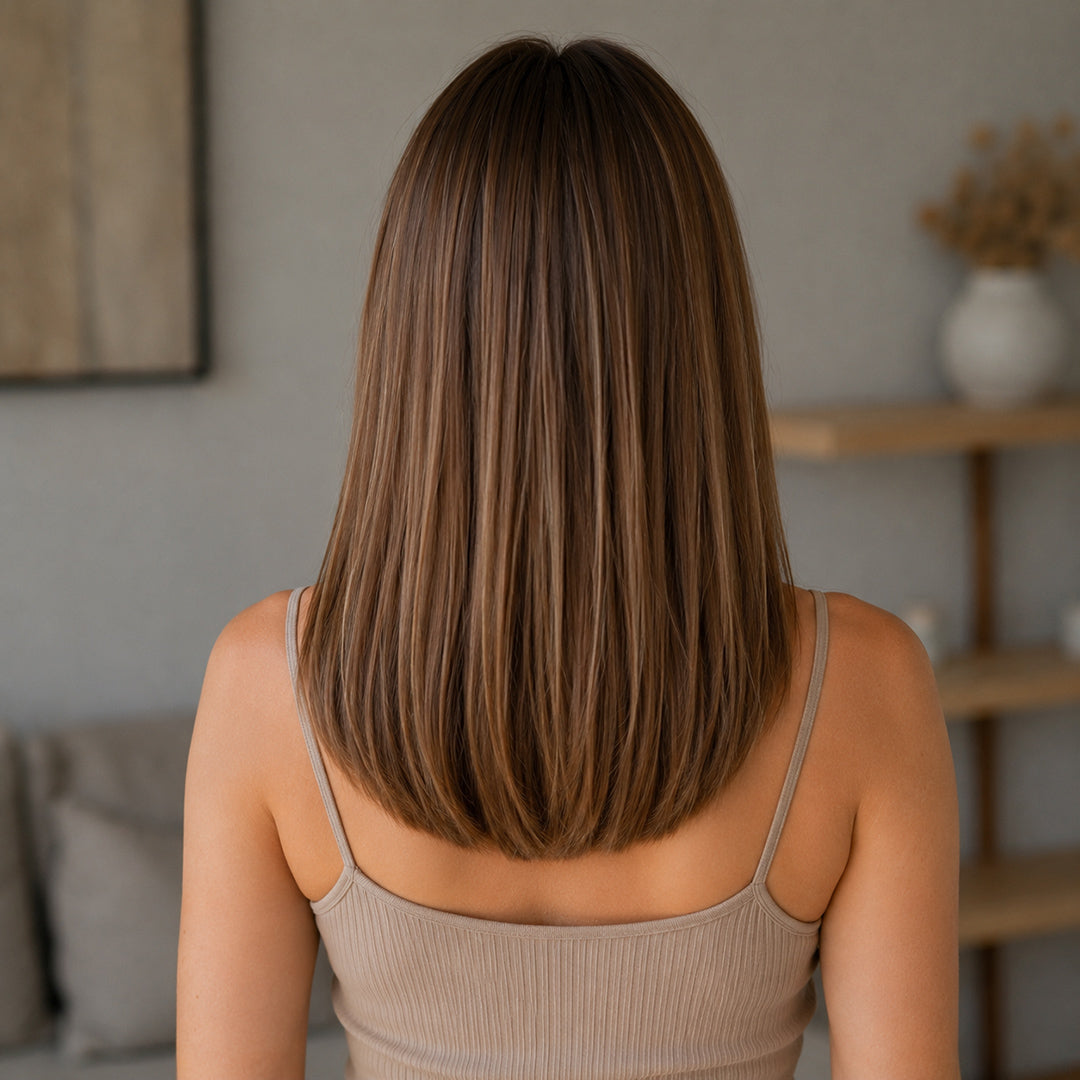 Additional product view of Coco synthetic wig, Brown Blonde Highlight Bob
