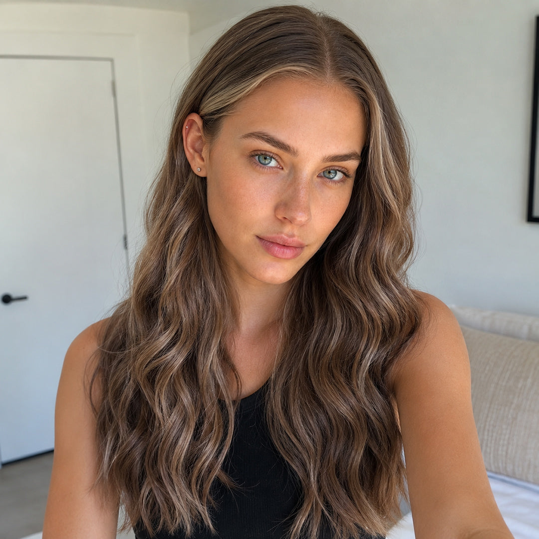 Emma pre-cut 13x6 synthetic lace front wig, Mocha Brown Loose Wave, UNILOVELY