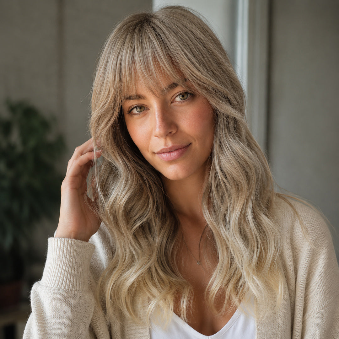 Fiona synthetic wig, Ash Blonde Bangs Soft Wave, UNILOVELY