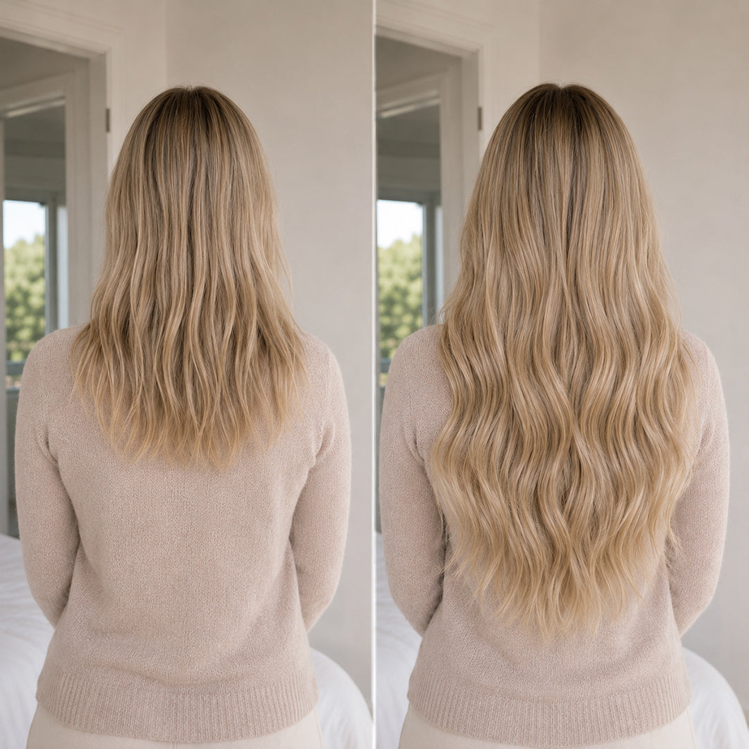 UNILOVELY Invisible Halo Extensions in Ash Blonde #18, 100% Remy human hair