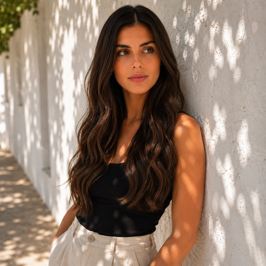 Alternate product view of Chestnut Brown #6 Invisible Halo Extensions