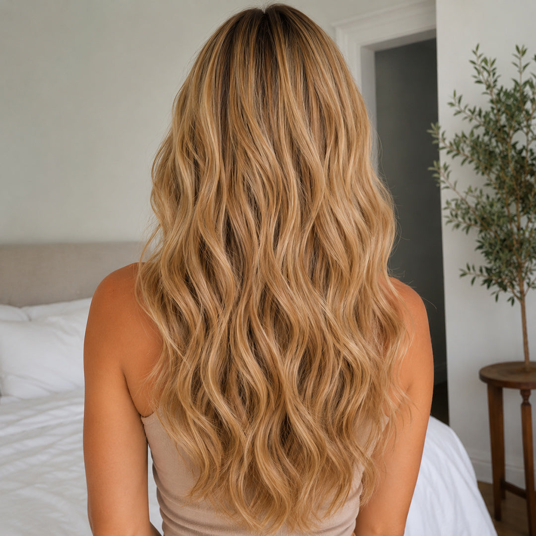 UNILOVELY Invisible Halo Extensions in Honey Blonde #24, 100% Remy human hair