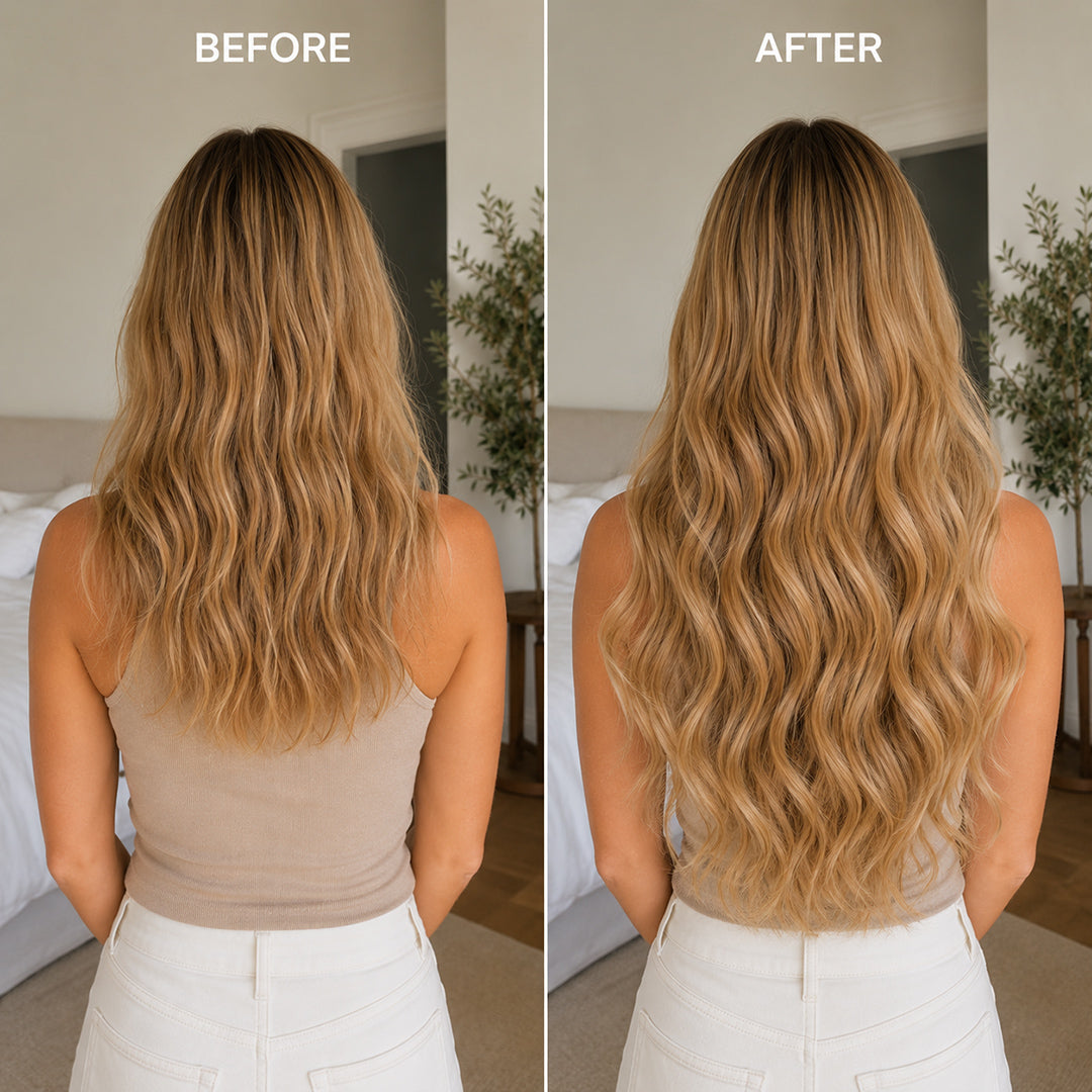 Honey Blonde #24 Halo hair extensions with soft, smooth Remy human hair