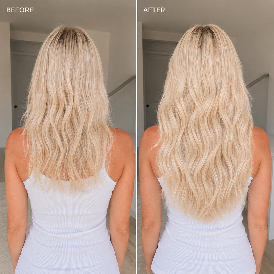 Platinum Blonde #60 Halo hair extensions with soft, smooth Remy human hair