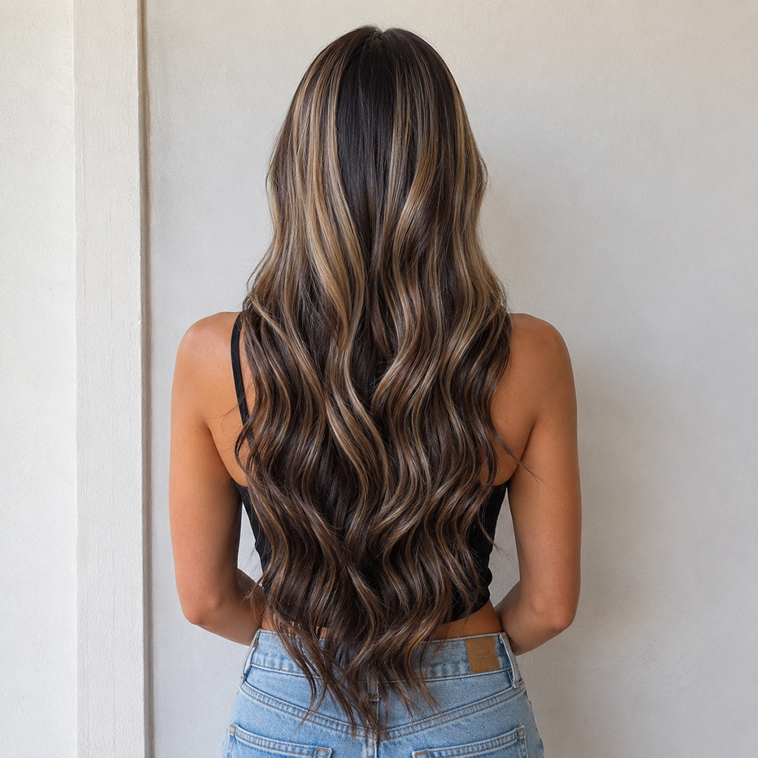 UNILOVELY Hazel pre-cut synthetic lace front wig, Brunette Balayage Body Wave