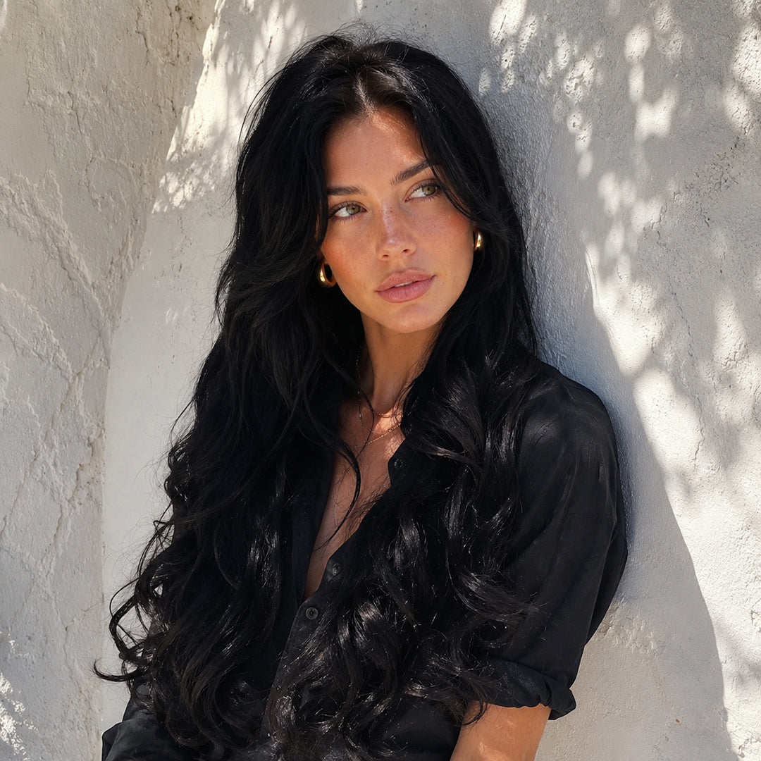 Ivy pre-cut 13x6 synthetic lace front wig, Jet Black Long Wave, UNILOVELY