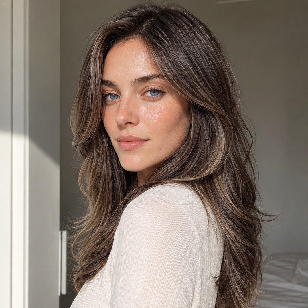 Lena synthetic wig, Brunette Blonde Highlights, UNILOVELY