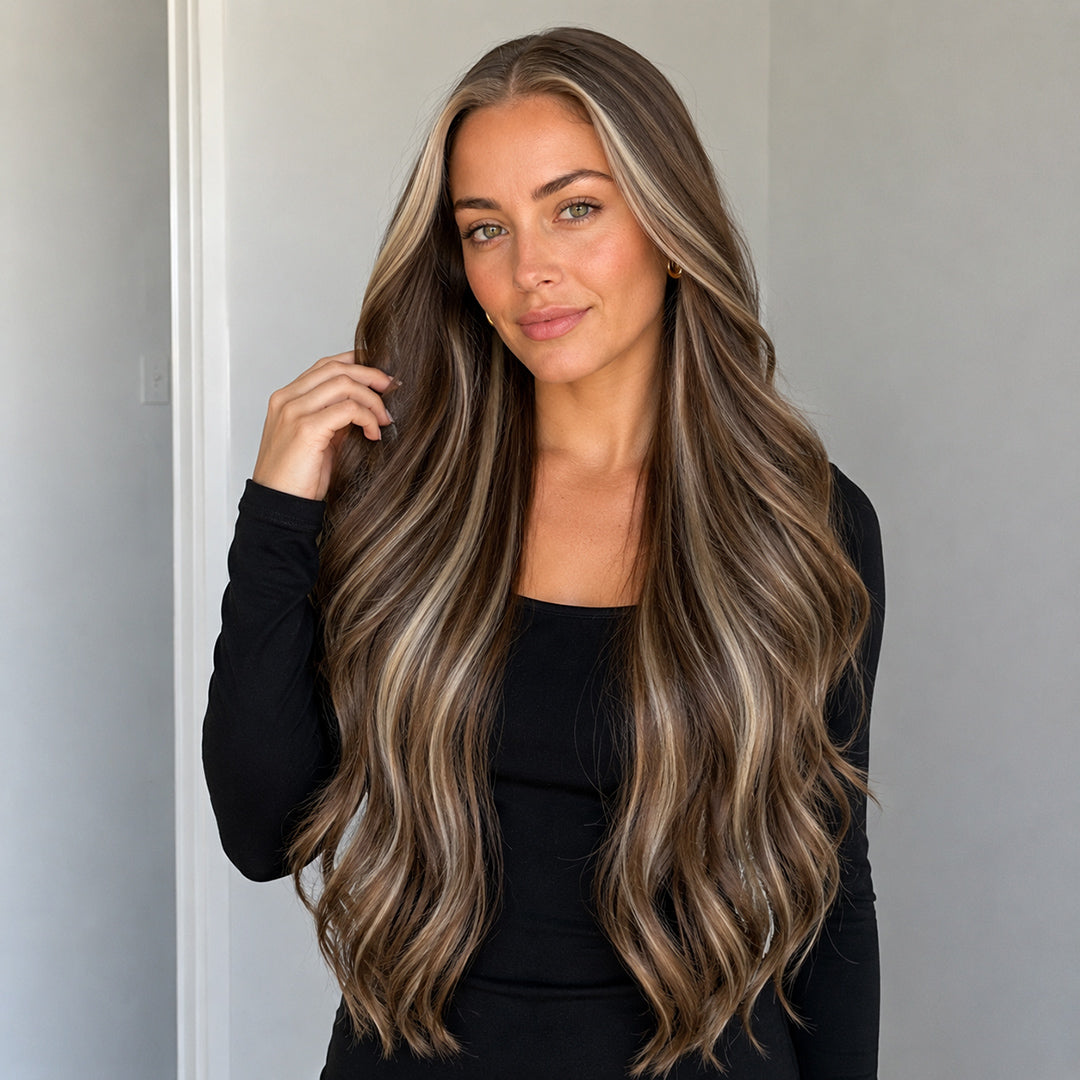 Alternate view of Maren 13x6 synthetic lace front wig, Ash Brown Blonde Highlights