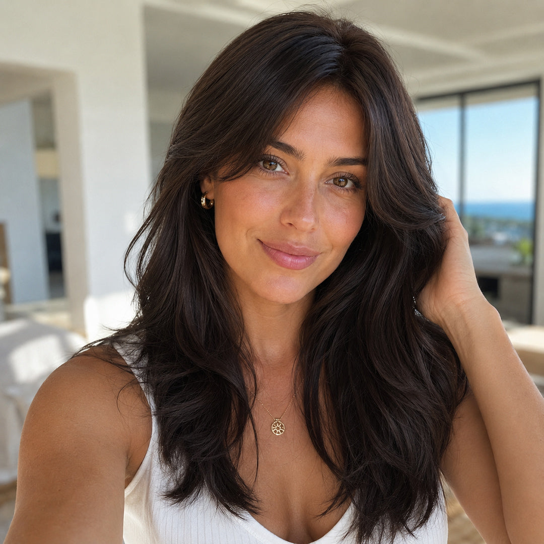 UNILOVELY Maya ready-to-wear synthetic wig, Dark Brown Layered Wave