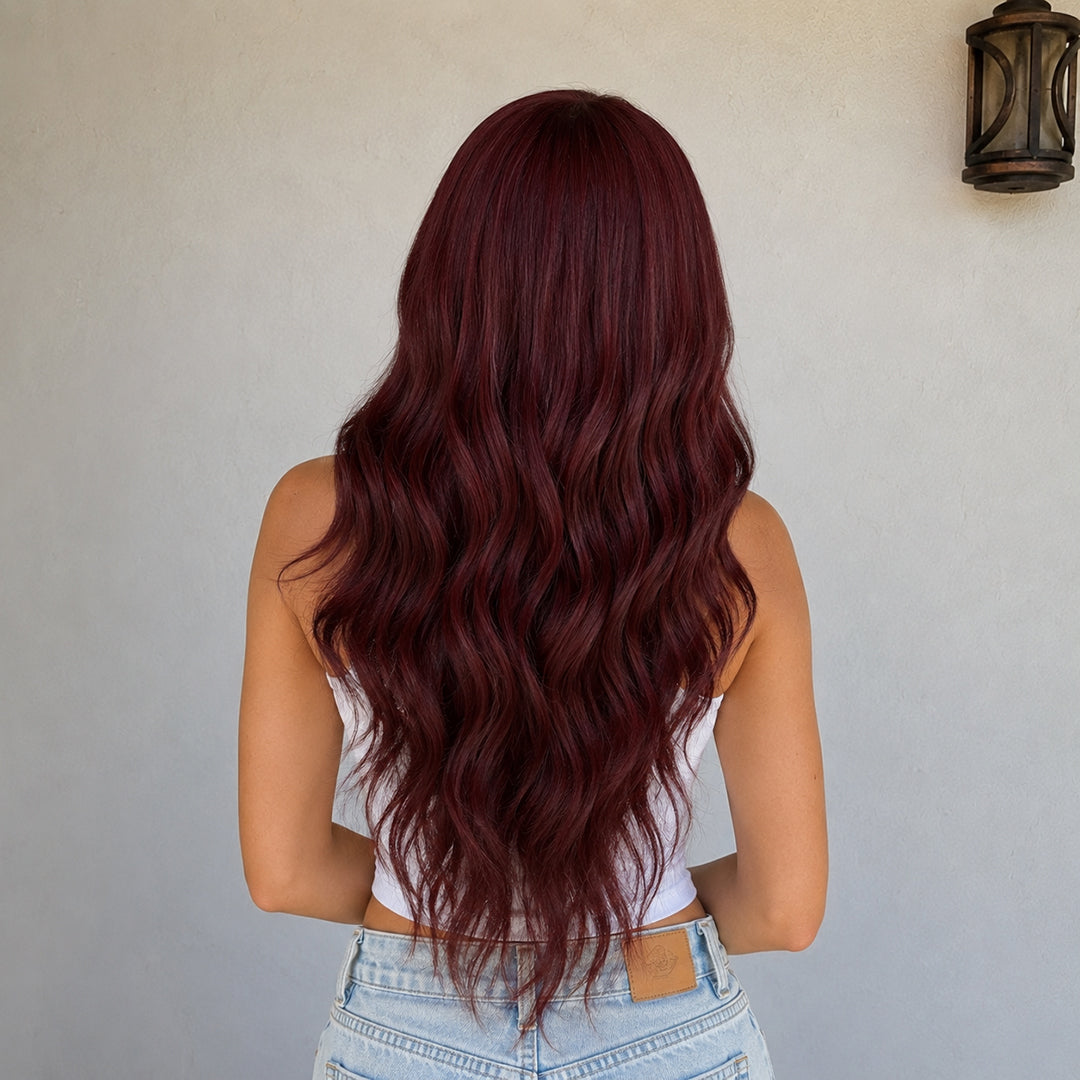 Scarlett 13x6 lace front wig with pre-cut lace, Wine Red Loose Wave
