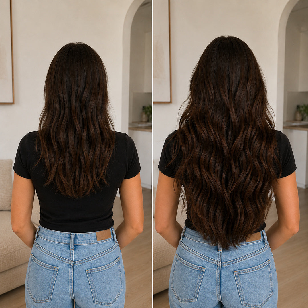 Additional product view of Chocolate Brown #4 Seamless Clip-In Hair Extensions