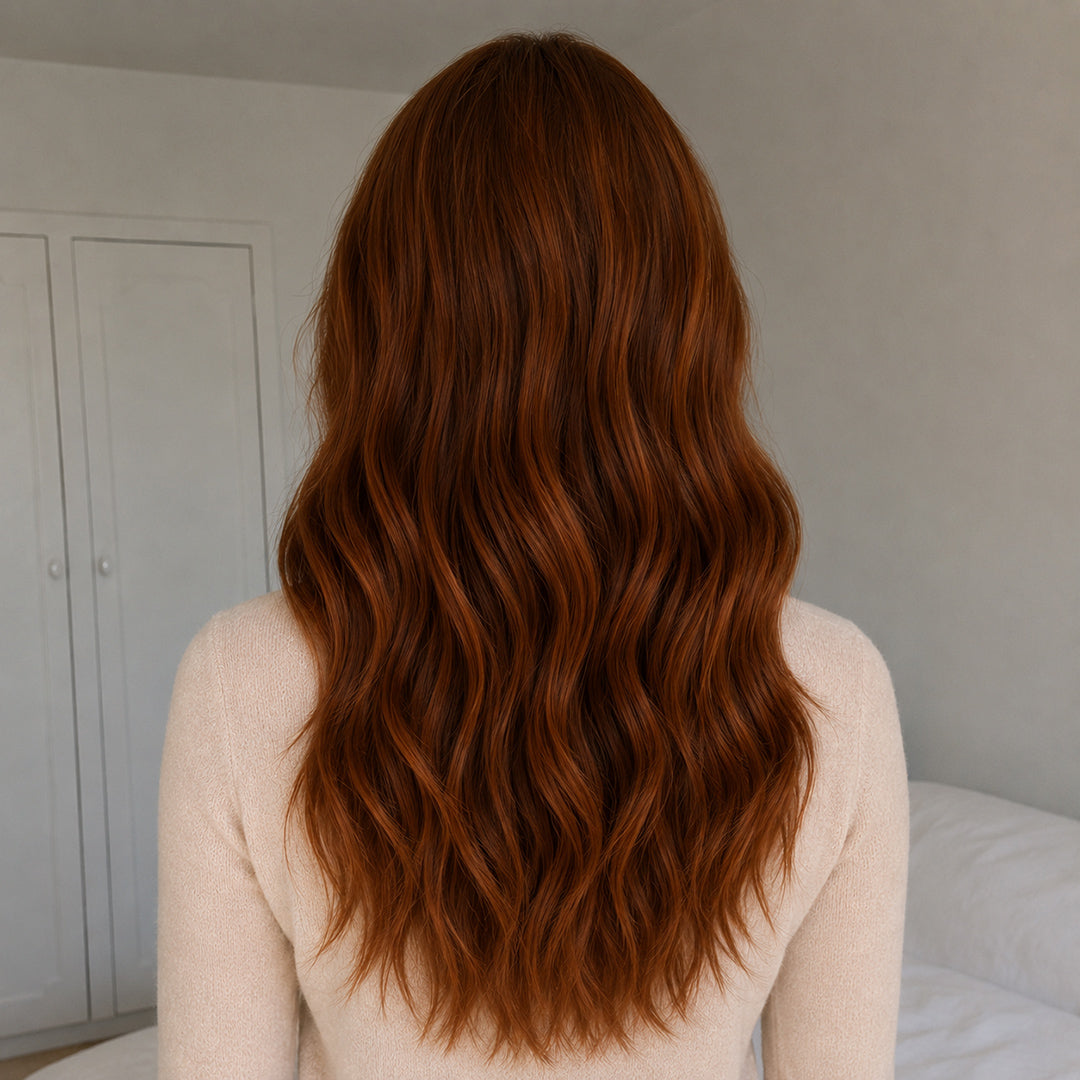 Dark Auburn #33 Seamless Clip-In extensions with soft, smooth Remy human hair