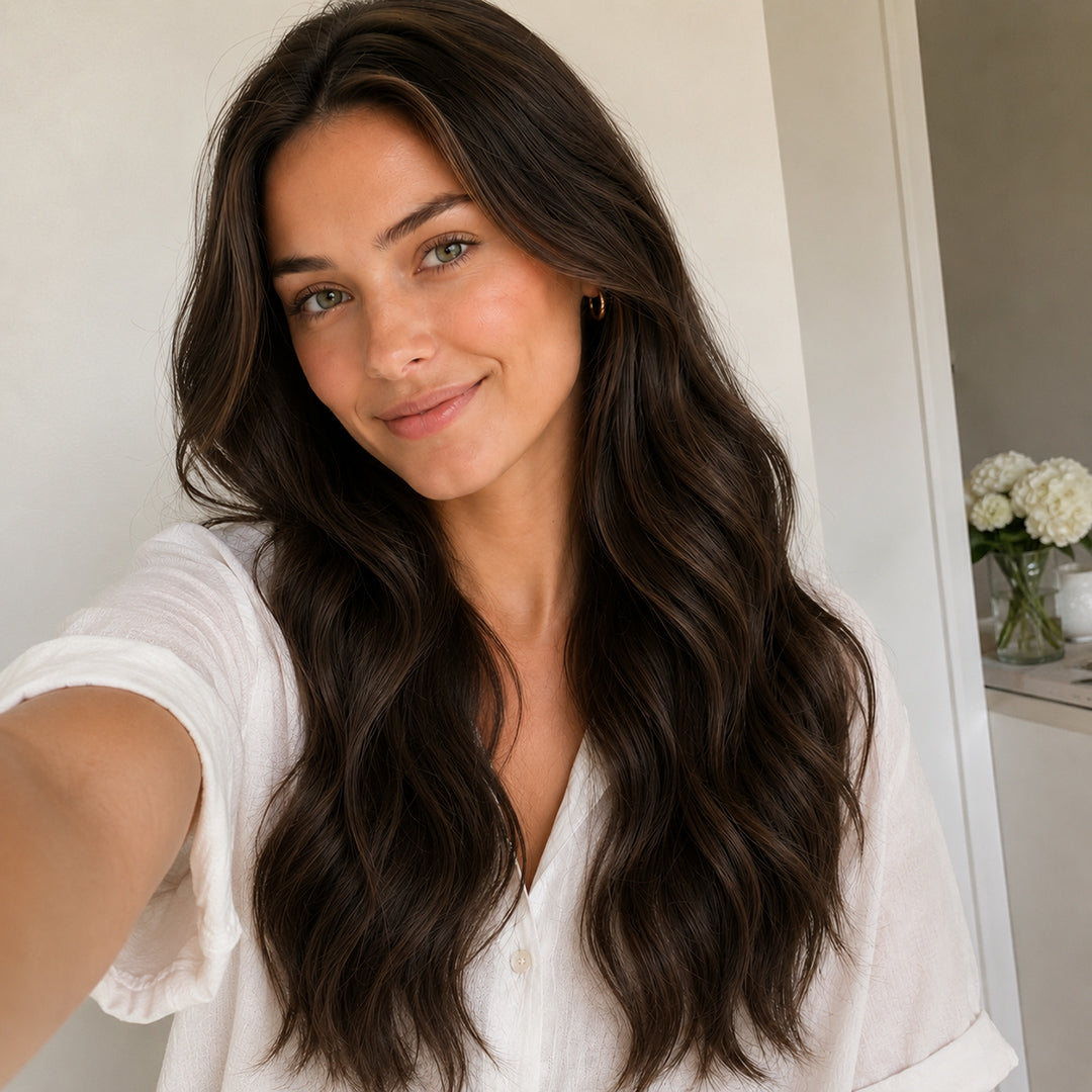 UNILOVELY Seamless Clip-In Hair Extensions in Dark Brown #2, 100% Remy human hair