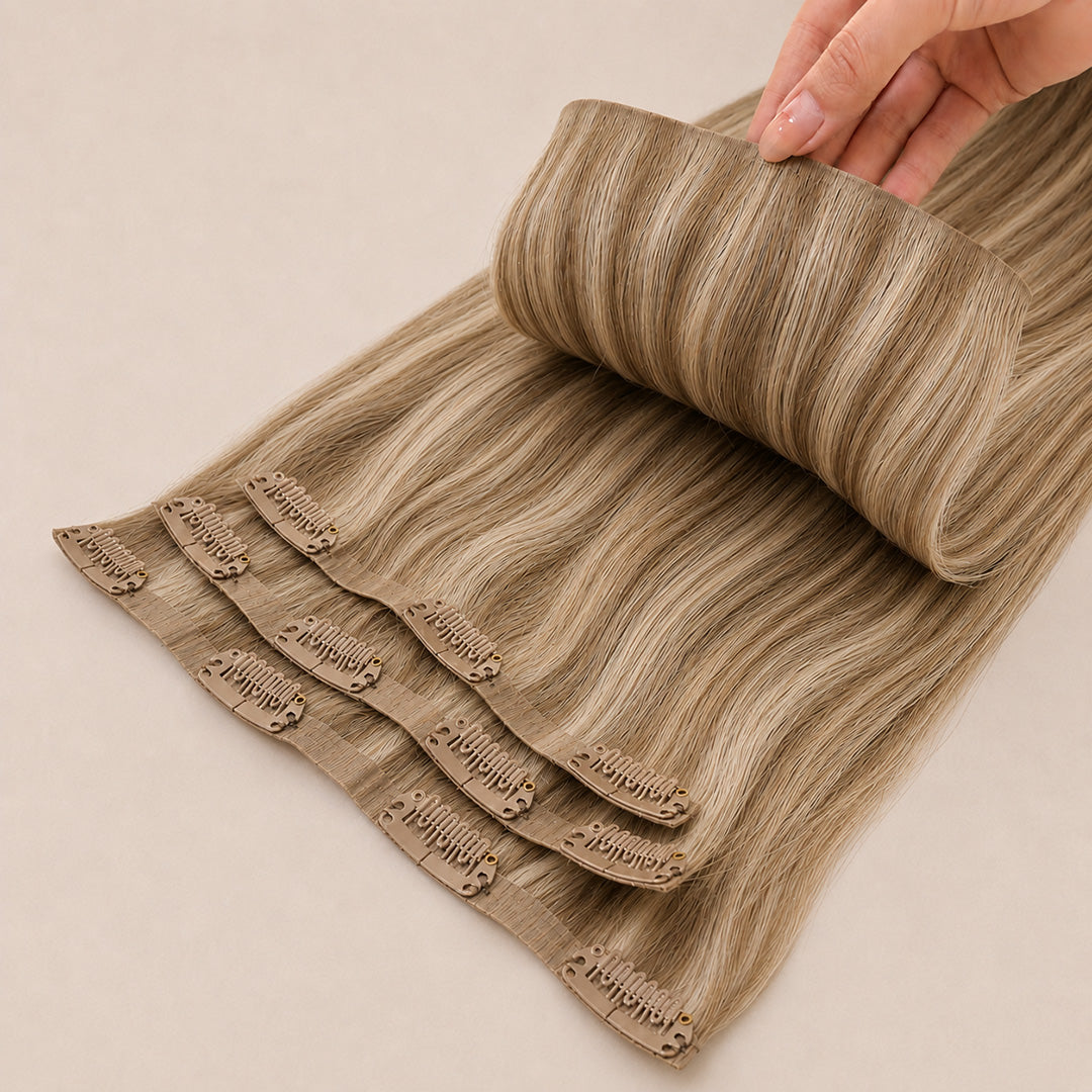 Additional product view of Dirty Blonde Highlights #18/60 Seamless Clip-In Hair Extensions