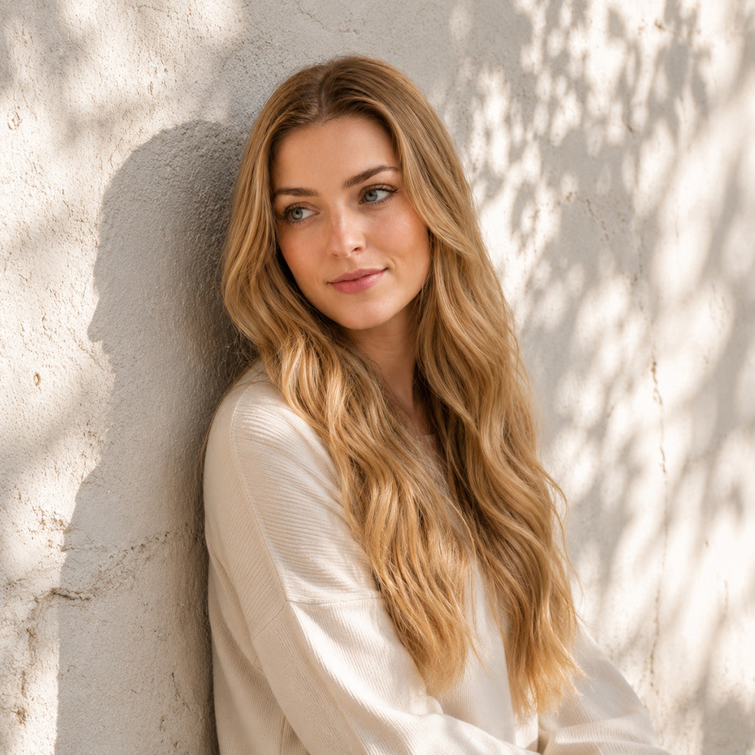 Alternate product view of Golden Blonde #27 Seamless Clip-In Hair Extensions