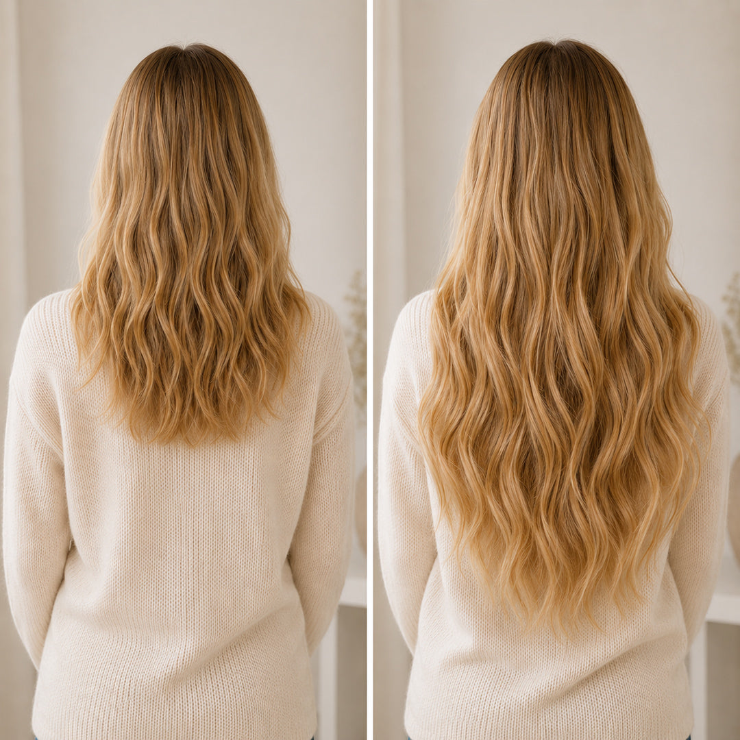 UNILOVELY Seamless Clip-In Hair Extensions in Golden Blonde #27, 100% Remy human hair