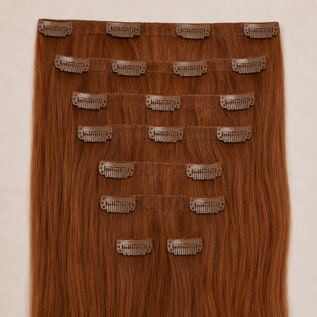 Light Auburn #30 Seamless Clip-In Hair Extensions for natural-looking volume and length