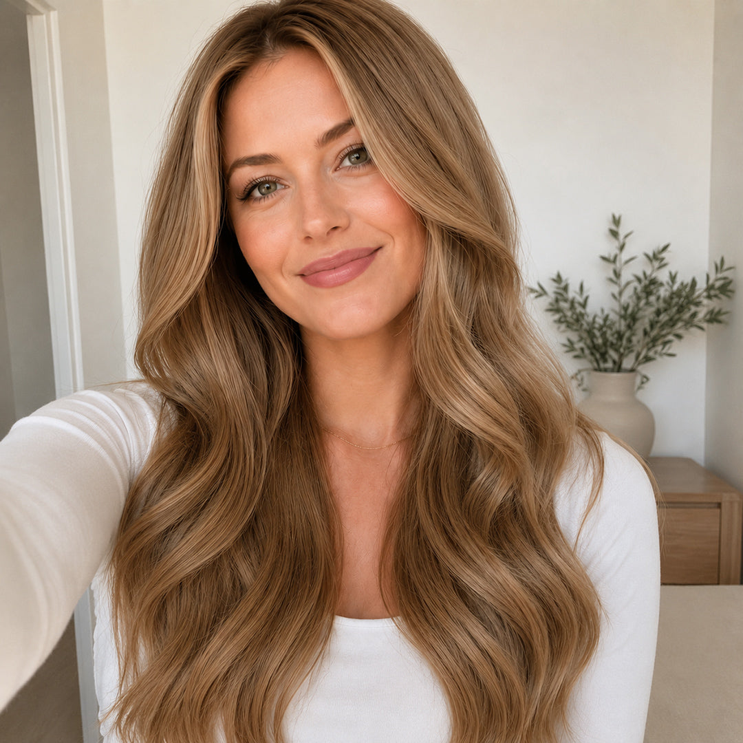 Light Brown #10 Remy human hair Clip-In Extensions for natural-looking volume and length