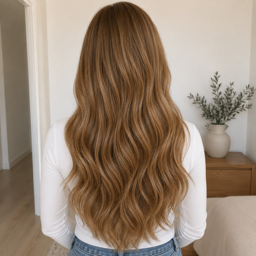 UNILOVELY Seamless Clip-In Hair Extensions in Light Brown #10, 100% Remy human hair
