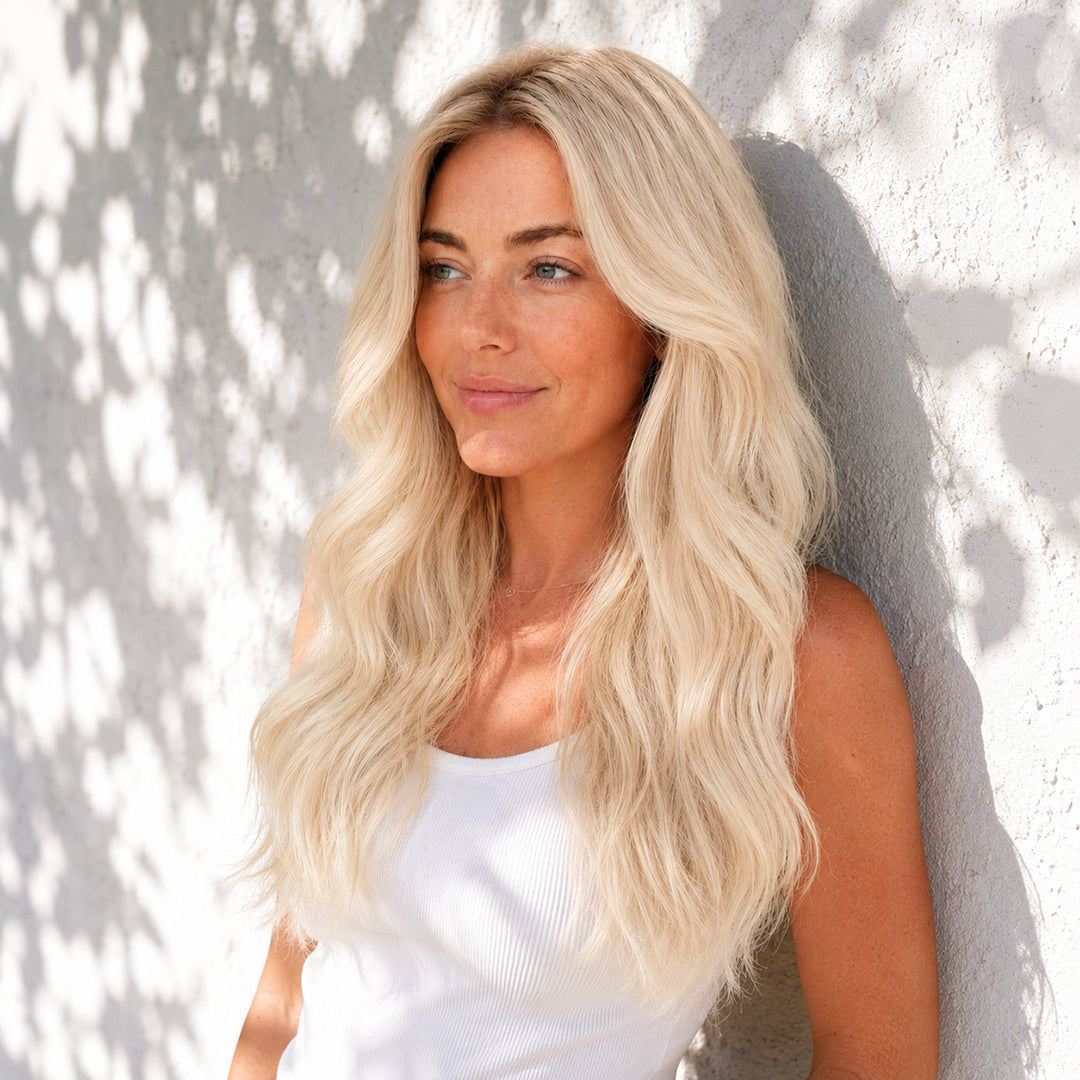 Alternate product view of Platinum Blonde #60 Seamless Clip-In Hair Extensions