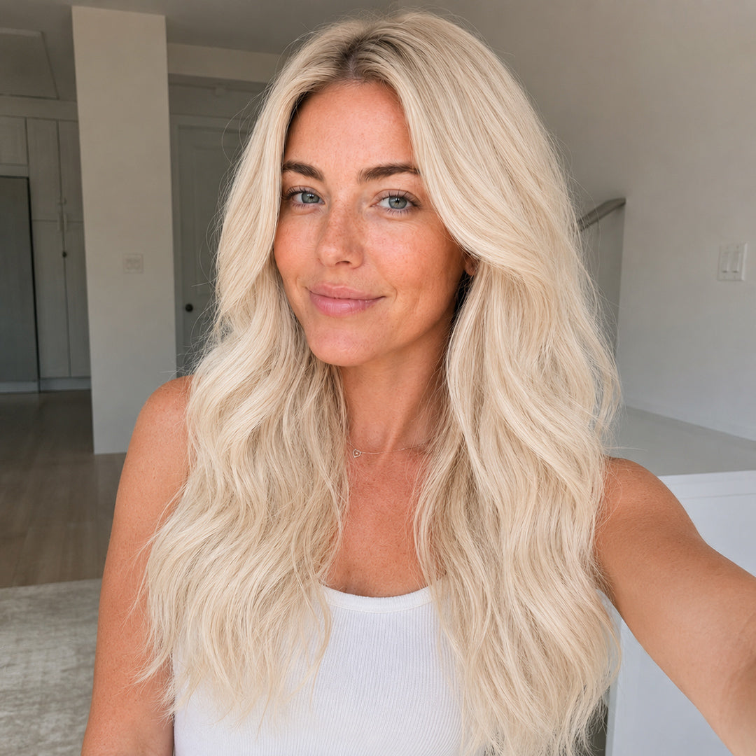 Platinum Blonde #60 Remy human hair Clip-In Extensions for natural-looking volume and length