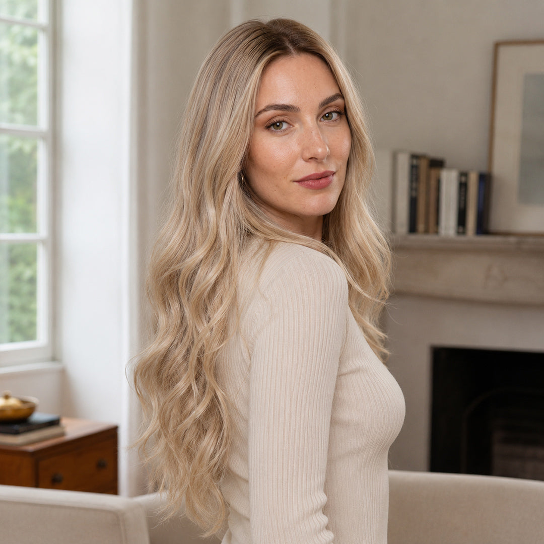 UNILOVELY Sienna pre-cut synthetic lace front wig, Champagne Blonde Soft Wave