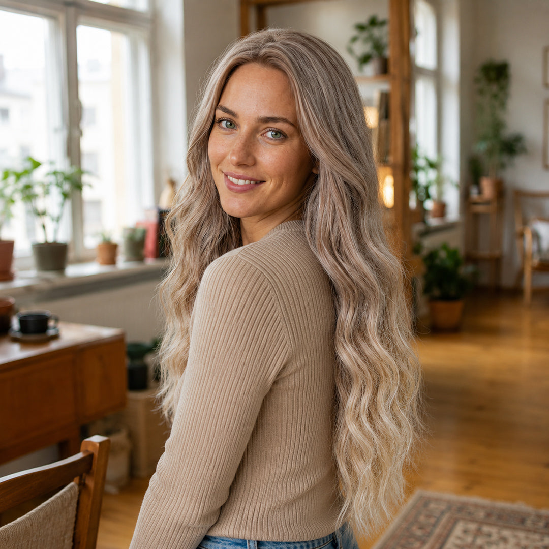 Sophie pre-cut 13x6 synthetic lace front wig, Beige Blonde Soft Wave, UNILOVELY