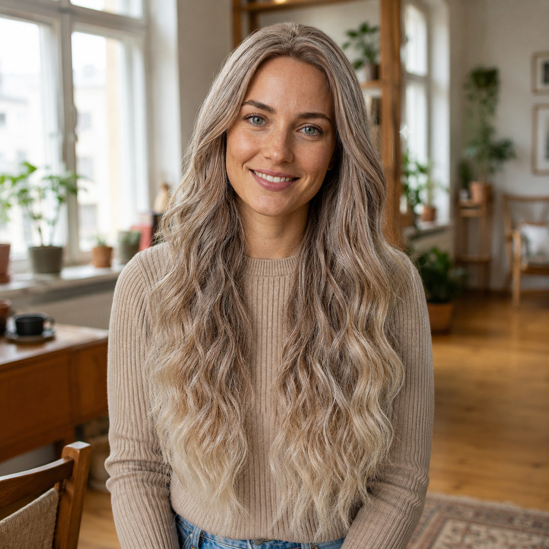 Sophie 13x6 lace front wig with pre-cut lace, Beige Blonde Soft Wave