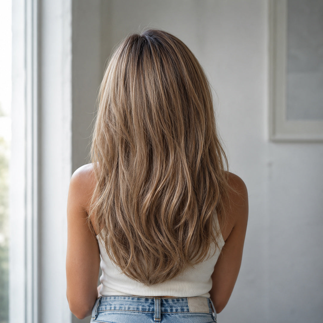 Tessa synthetic wig, Ash Brown Layered Blowout