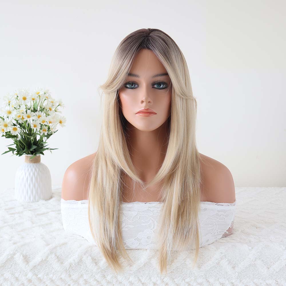 Sofia 22 Inches Blonde Long Wig with Curtain Bangs Ada