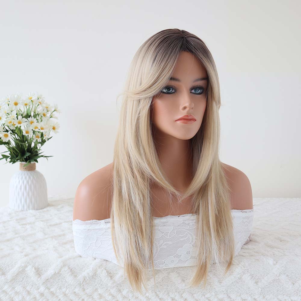 Sofia 22 Inches Blonde Long Wig with Curtain Bangs Ada